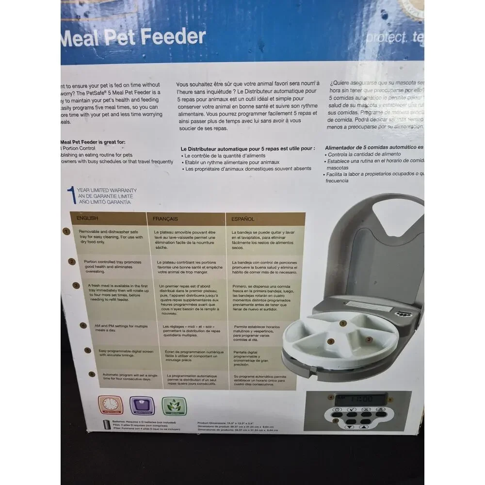 PetSafe 5 Meal Programmable TimedPet Food Dispenser Automatic Dog and Cat Feeder